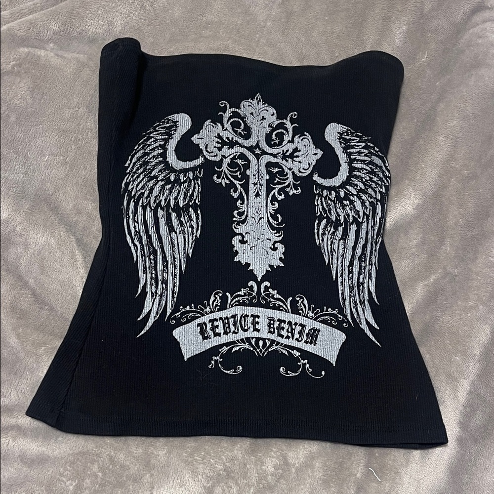 Black tube top with  Silver Winged Cross